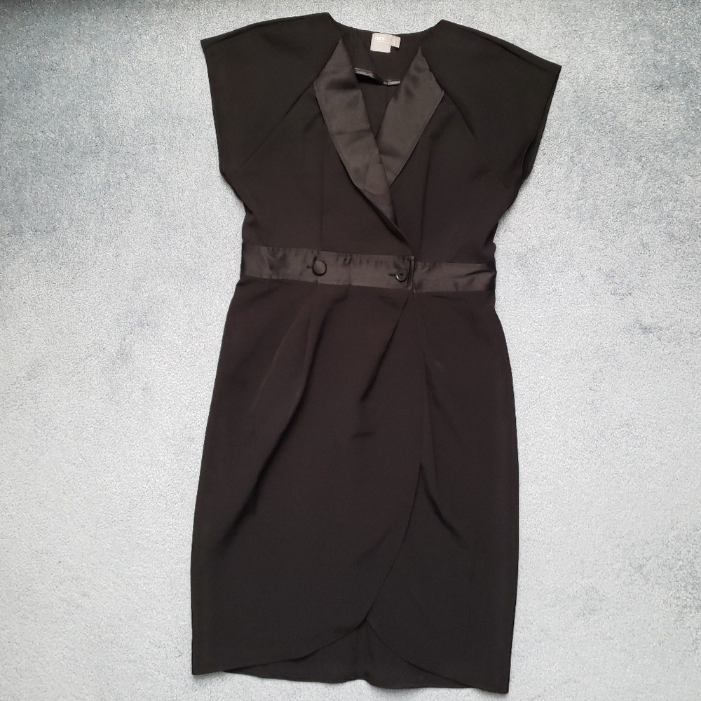 ASOS TUX MIDI DRESS W/ SATIN DETAIL